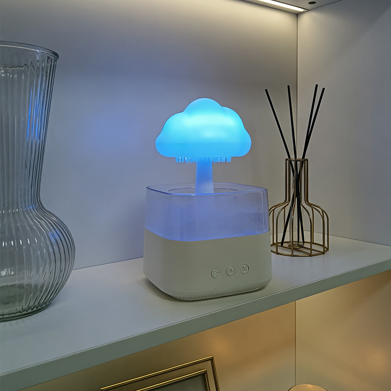 Cute Cloud Rain Drop Humidifier with RGB LED Night Light - Portable USB Air Humidifier for Bedroom/Office/Home Decor