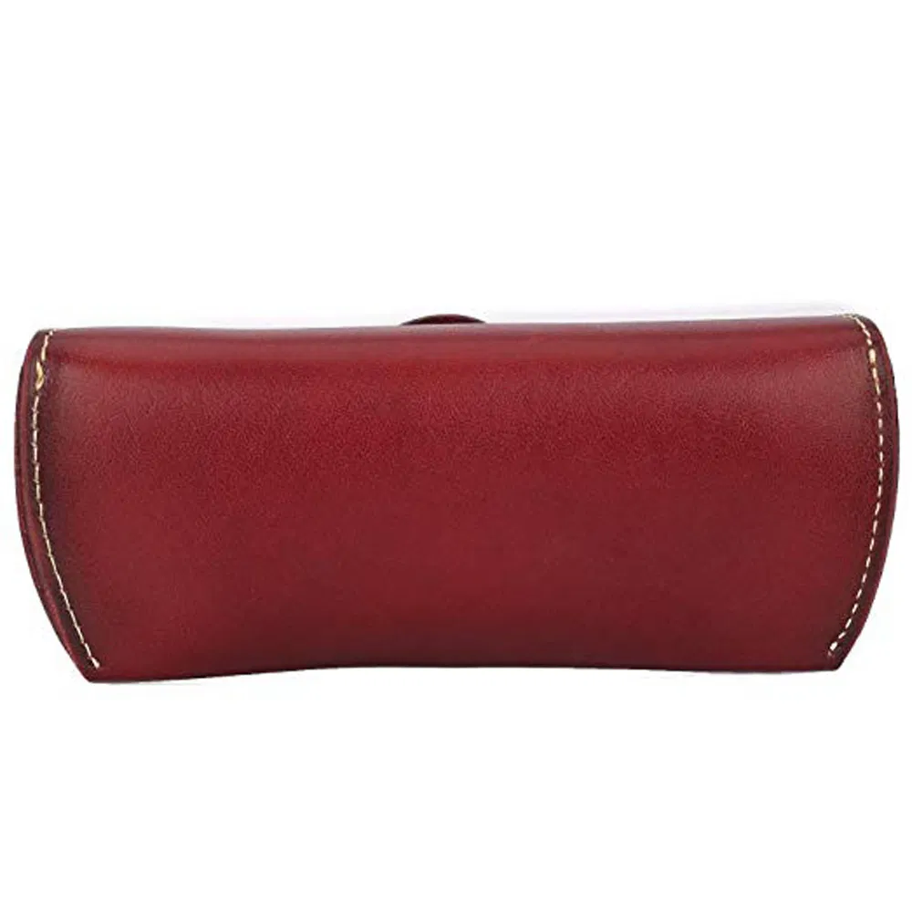 Premium Leather Accessory Wine Color Eyeglass Storage Box Vintage Leather Eyeglass Case