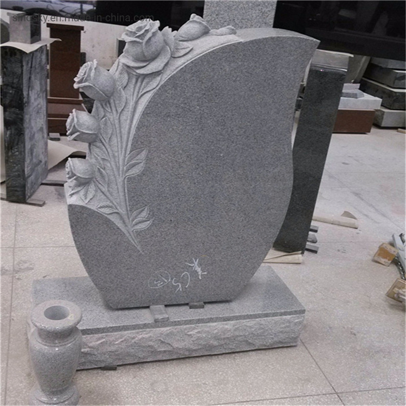 Light Grey G633 Polished Cemetery Slant Marker Monument