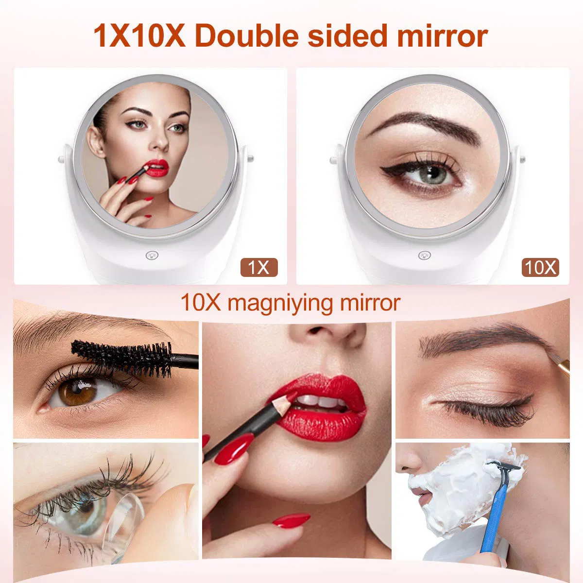 Electric Rechargeable Detachable Rotating LED Mirror
