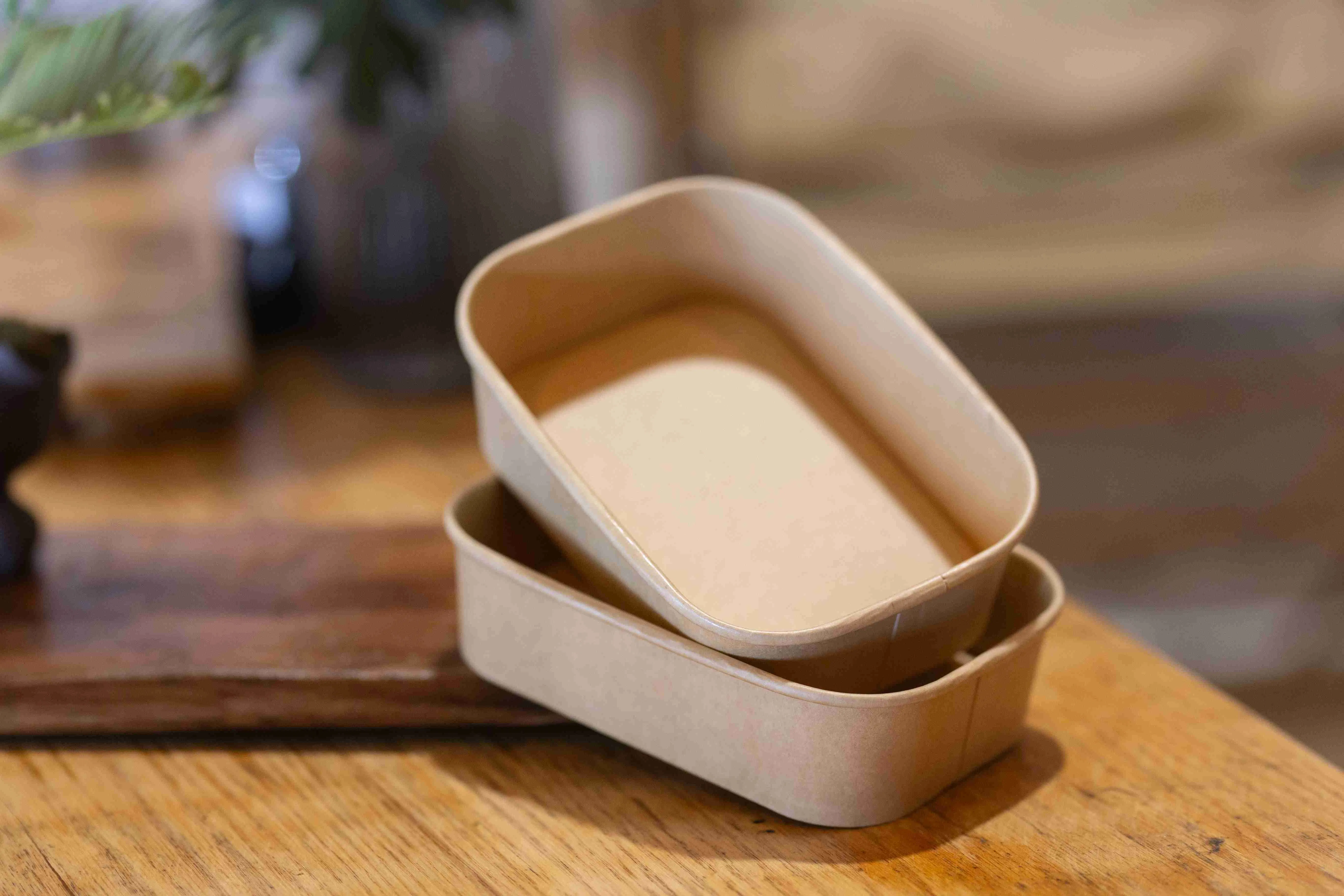 PE PLA Water-Based Coating Rectangular Square Paper Bowl Paper Food Box Container Packaging