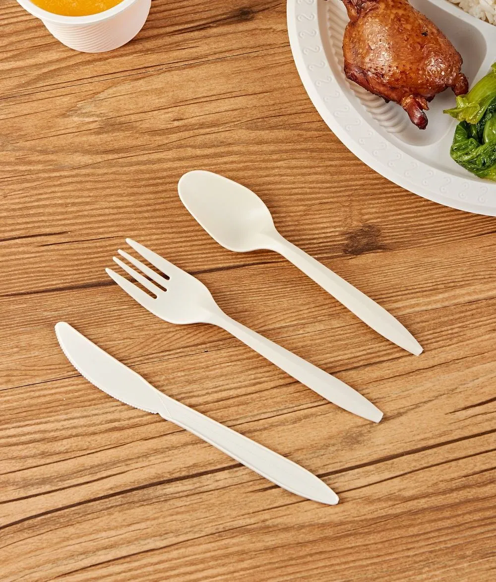 Manufacturer Biodegradable Disposable Tableware Cornstarch Cutlery Fork Spoon Knives