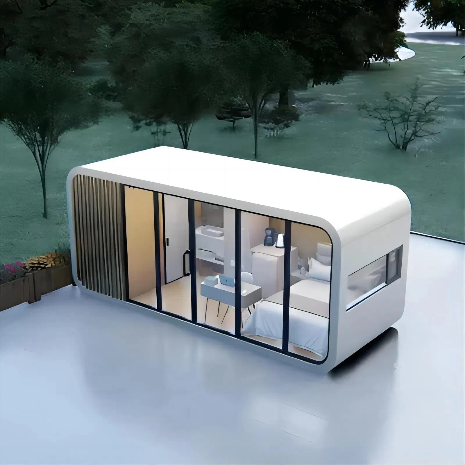 Professional Manufacture Apple Cabin 20FT 40FT Mobile House with Solar System Smart Security for Commercial Outdoor Homestay Business Cabin House with CE ISO