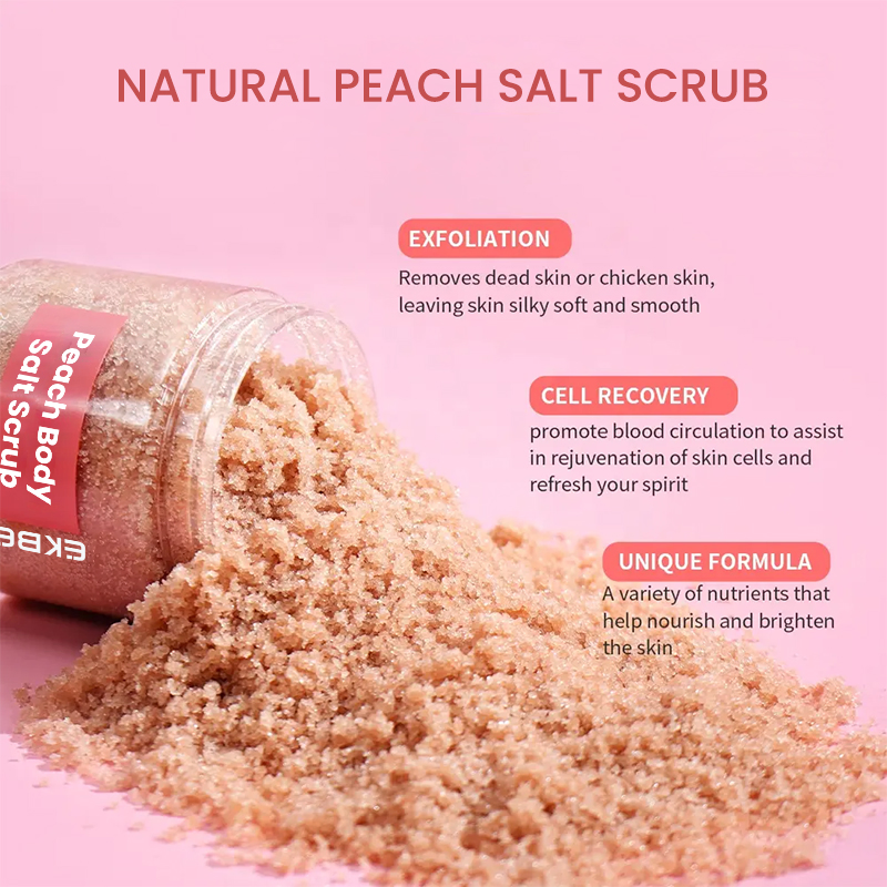 Customize Logo Lightening Exfoliation Remove Dead Skin Peach Body Scrub Salt