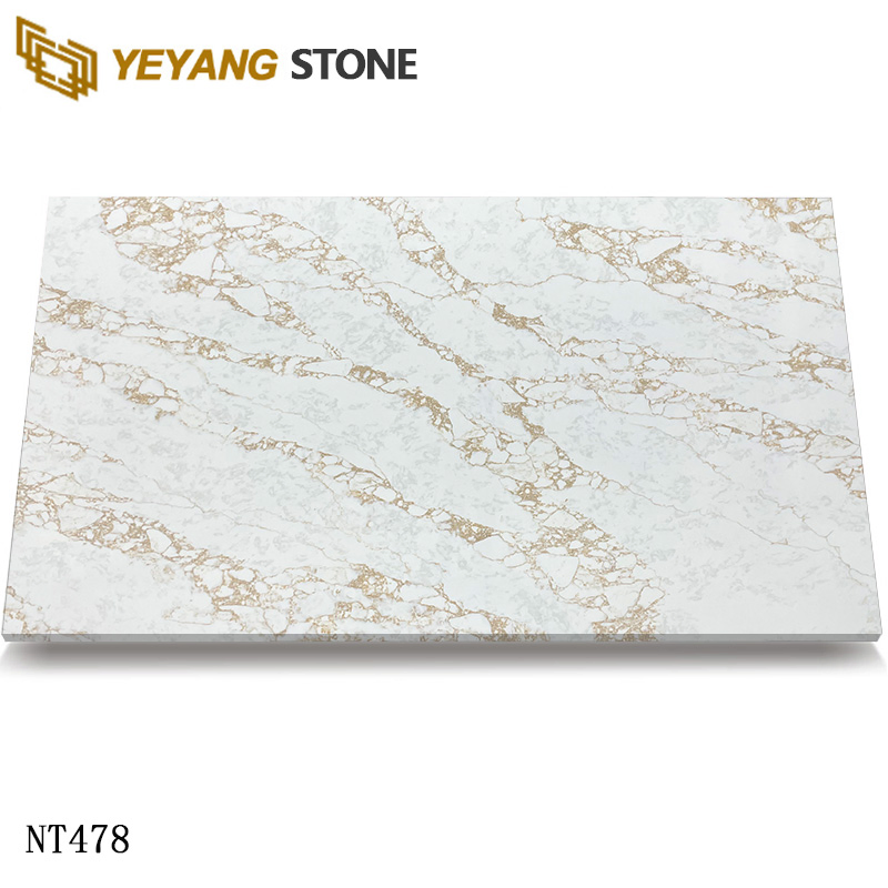 Beige Grey Quartz Slab for Countertops/Backsplashes/ Walls/Flooring