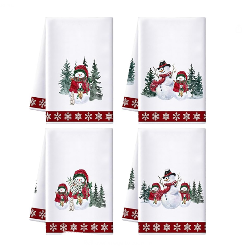 Wholesale Christmas Tea Towels with Mitered Corners- Red/Green/White