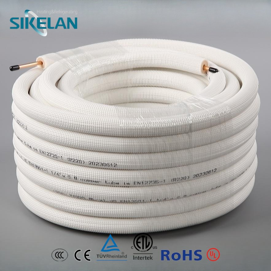 1/4" 3/8" 5/8" White Color AC Unit PE Coated Insulation Copper Pipe