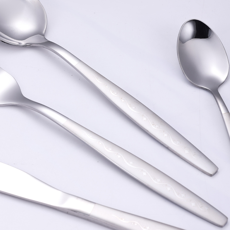 Silver Laser Handle Stainless Steel Cutlery Set