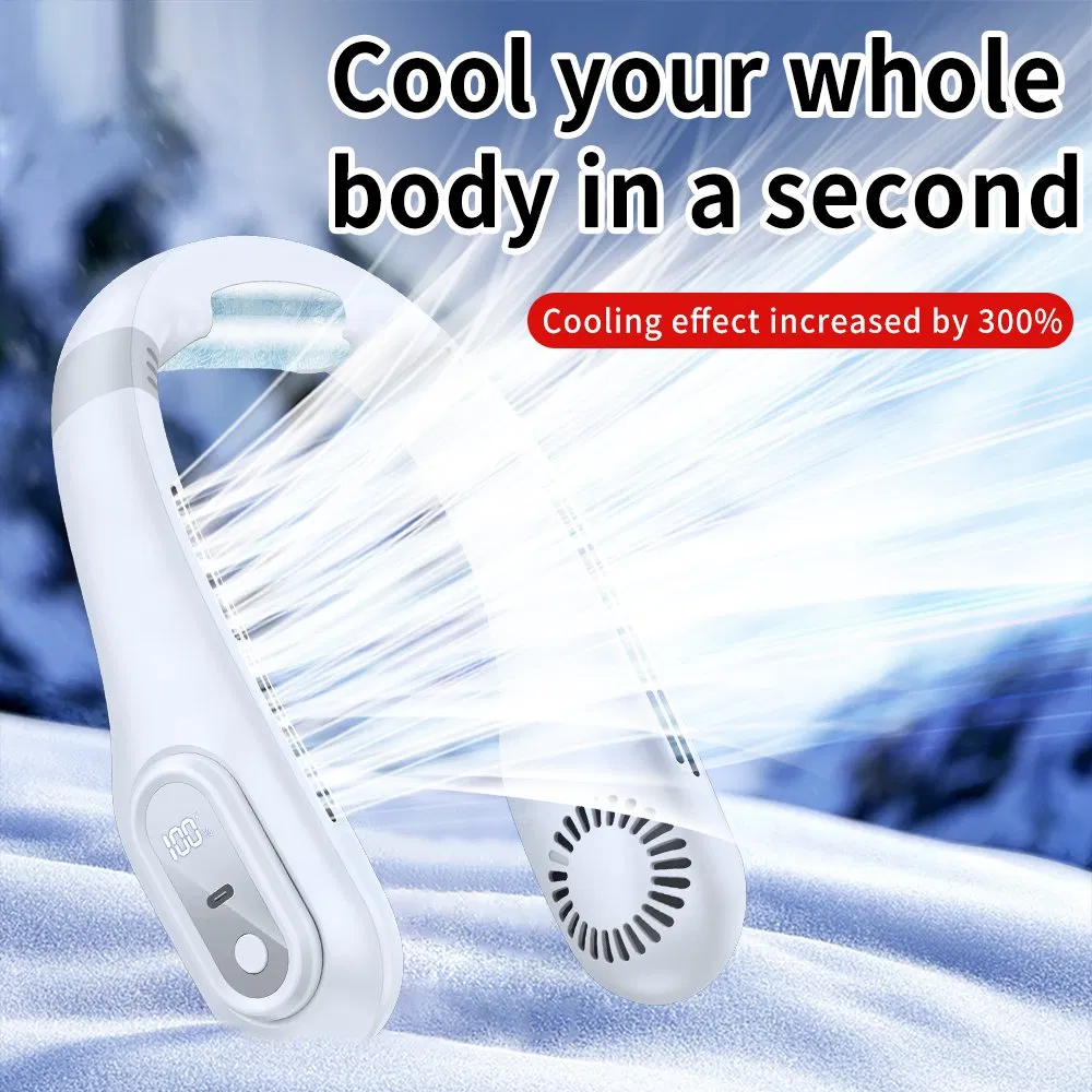 Neck Air Conditioner Fan with Cooling Plate 4000mAh 360°Cooling Airflow Hands Free