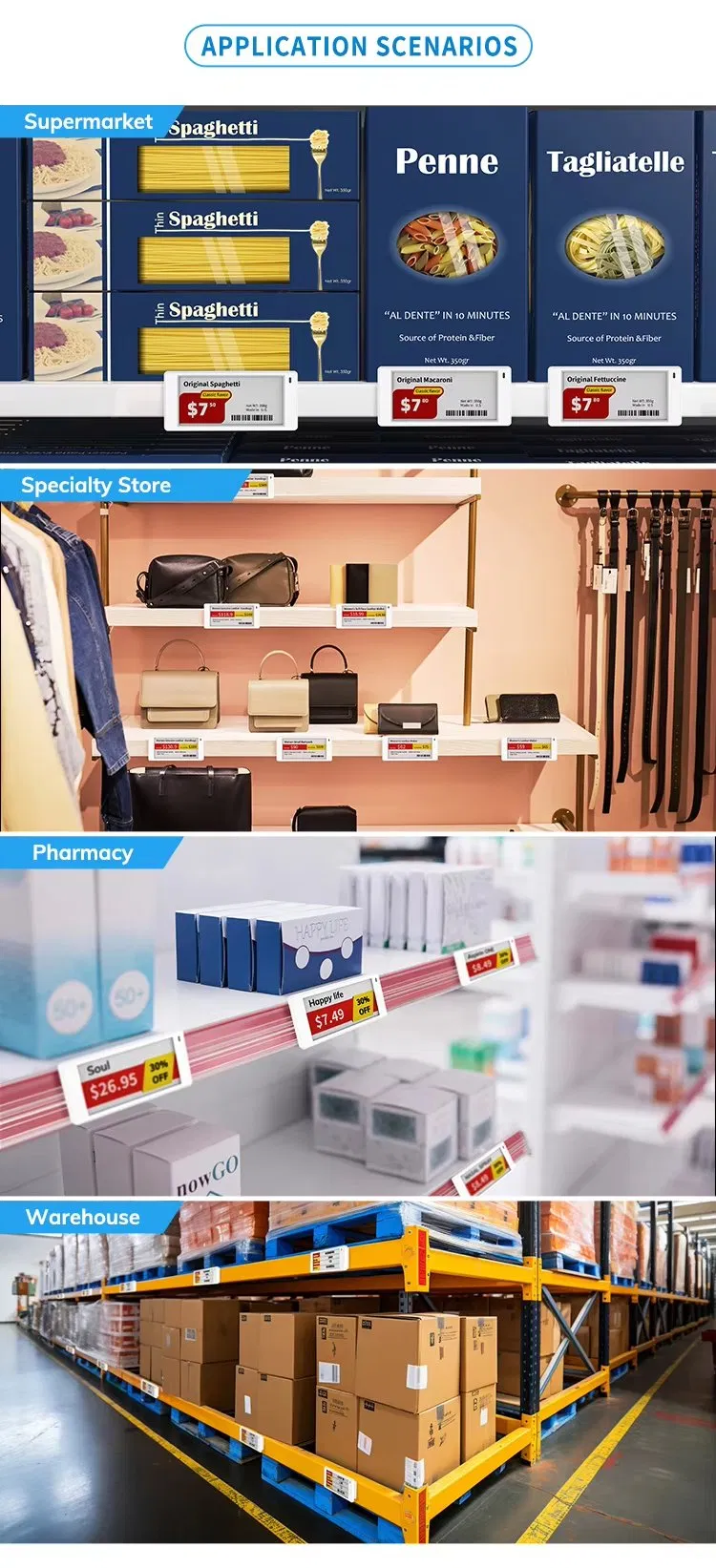 4.2 Inch Digital Price Tag E-Paper ESL for Supermarkets Three Colours