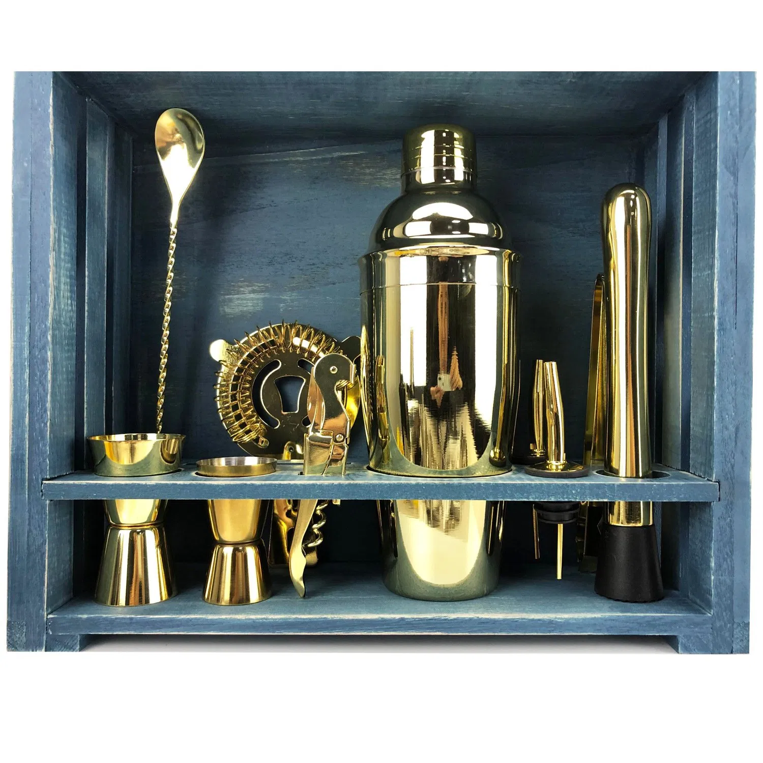 Professional Stainless Steel Bar Tools Kit Cocktail Shaker Mixing Set