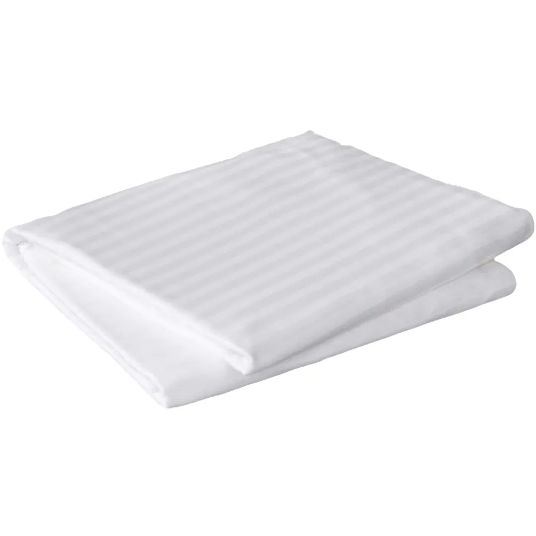 Modern Minimalist Solid Color Cotton Satin Striped Bed Sheet Breathable 100% Pure Cotton Satin Striped Bed Sheet