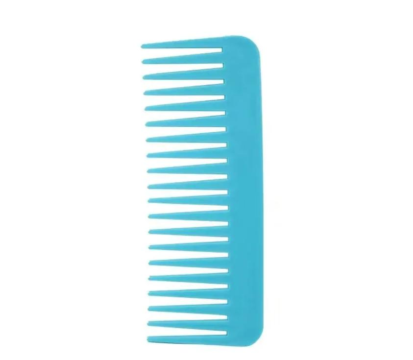 Custom Logo Colorful Plastic Flat Hair Brush Wide Tooth Comb