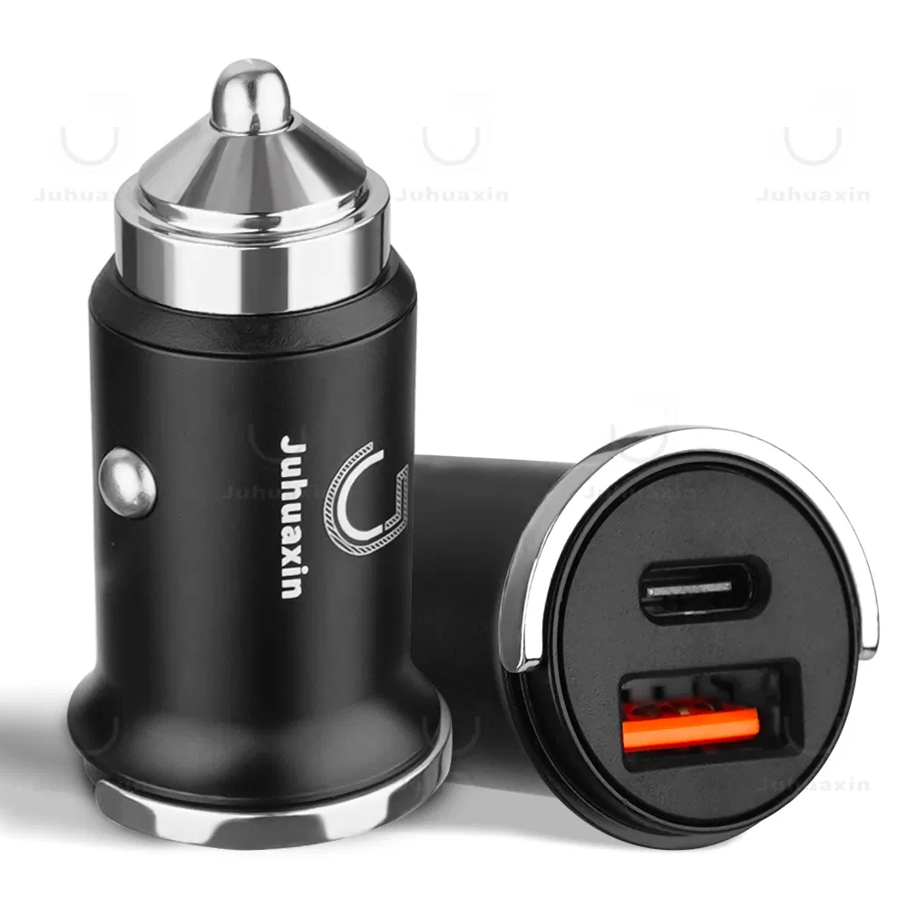 Juhuaxin Good Quality Portable Mini Fast Car Charger Dual Port QC 3.0 USB Type C Pd Car Charger for Mobile Phone