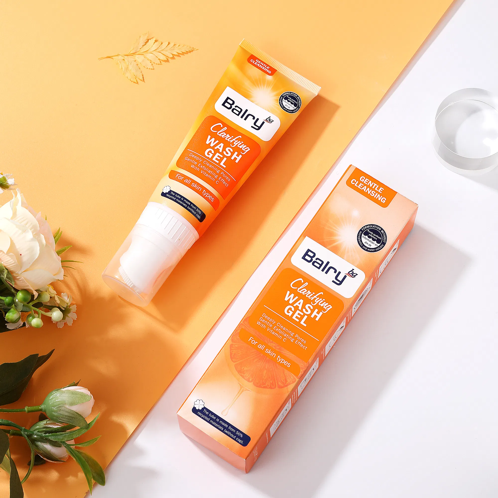 Balry Gentle Vitamin C Face Wash Deep Cleansing Facial Cleanser Brush