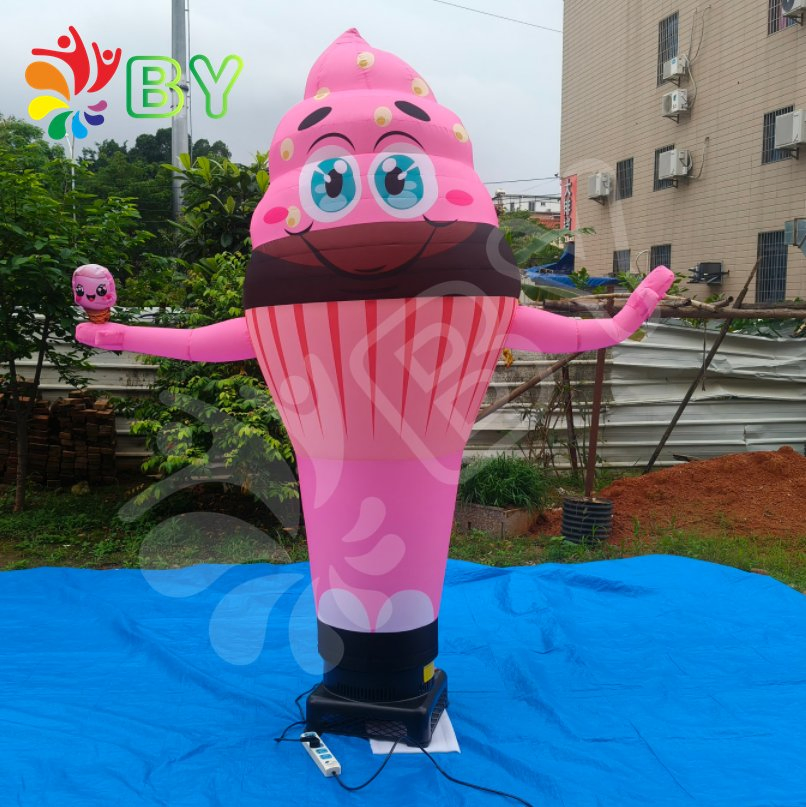 Inflatable Ice Cream Model for Advertisement Inflatable Ice Cream Cone Air Dancer Balloon with Free Air Blower