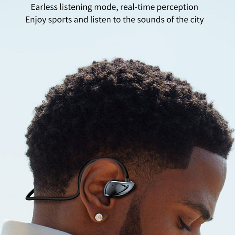 A60 Open Ear Air Conduction Headphones Bluetooth 5.3 Wireless Neckband Earphones with Mic - Black