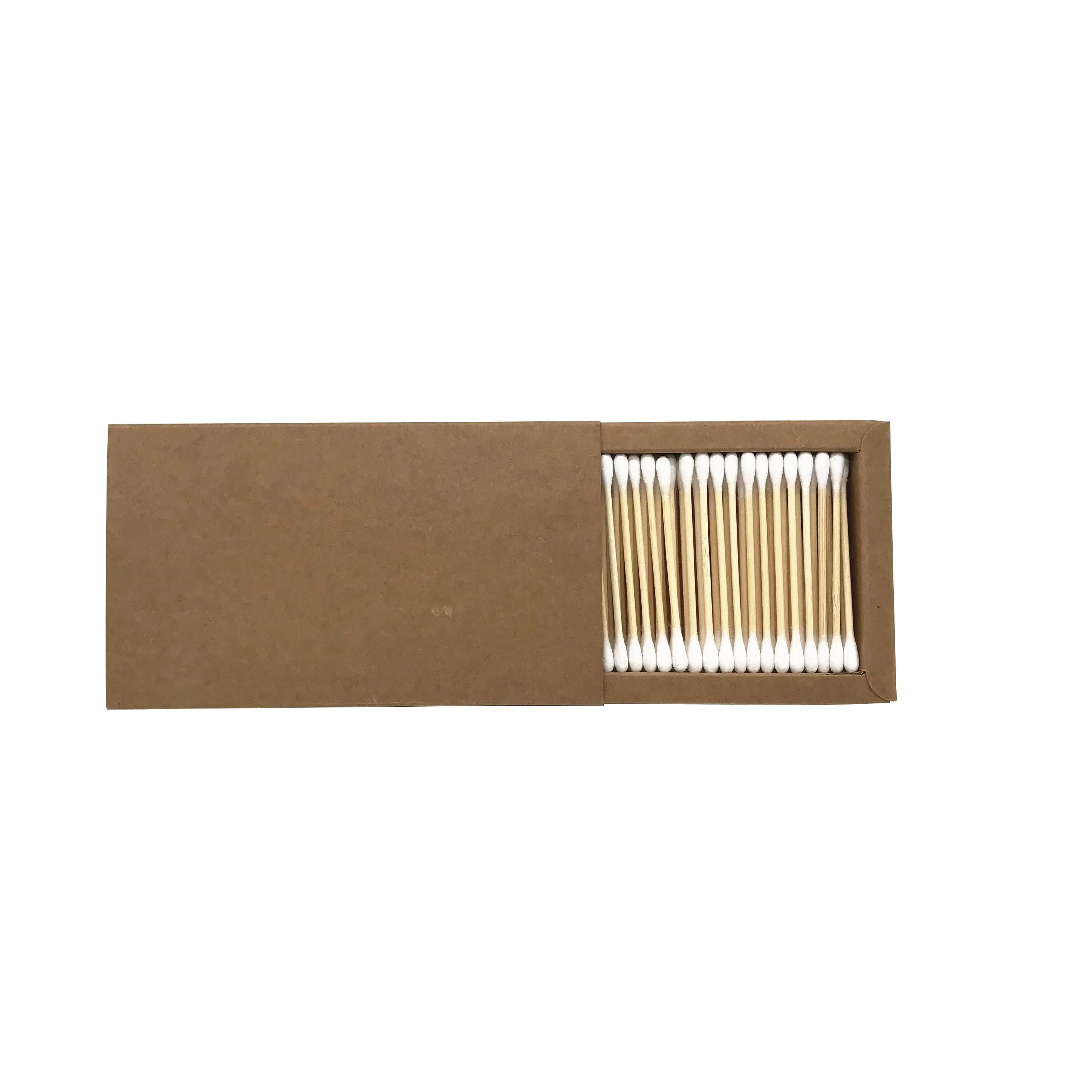 100PCS Plastic Free Biodegradable Kraft Paper Box Bamboo Cotton Buds