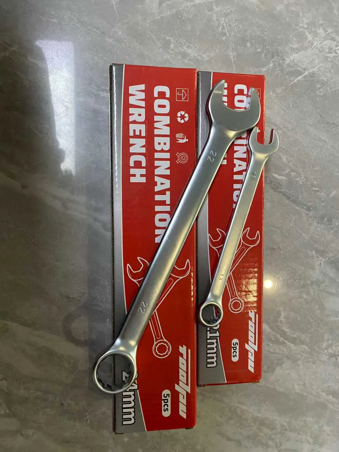 High Strength 10PCS Large Size Combination Wrench Kit Polished Chrome Finish