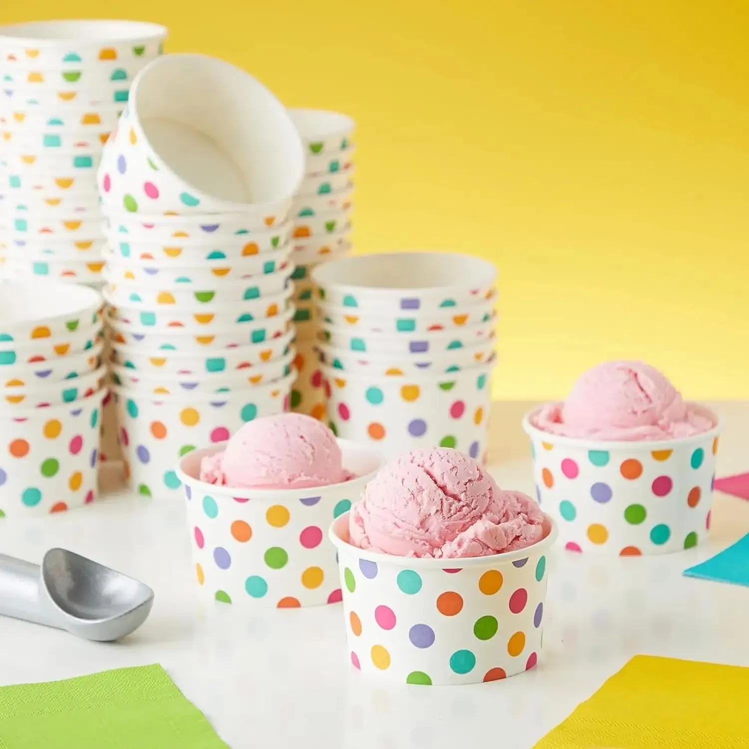 Eco Friendly Disposable Yogurt 3oz 5oz 8oz White Ice Cream Paper Cup with Lid