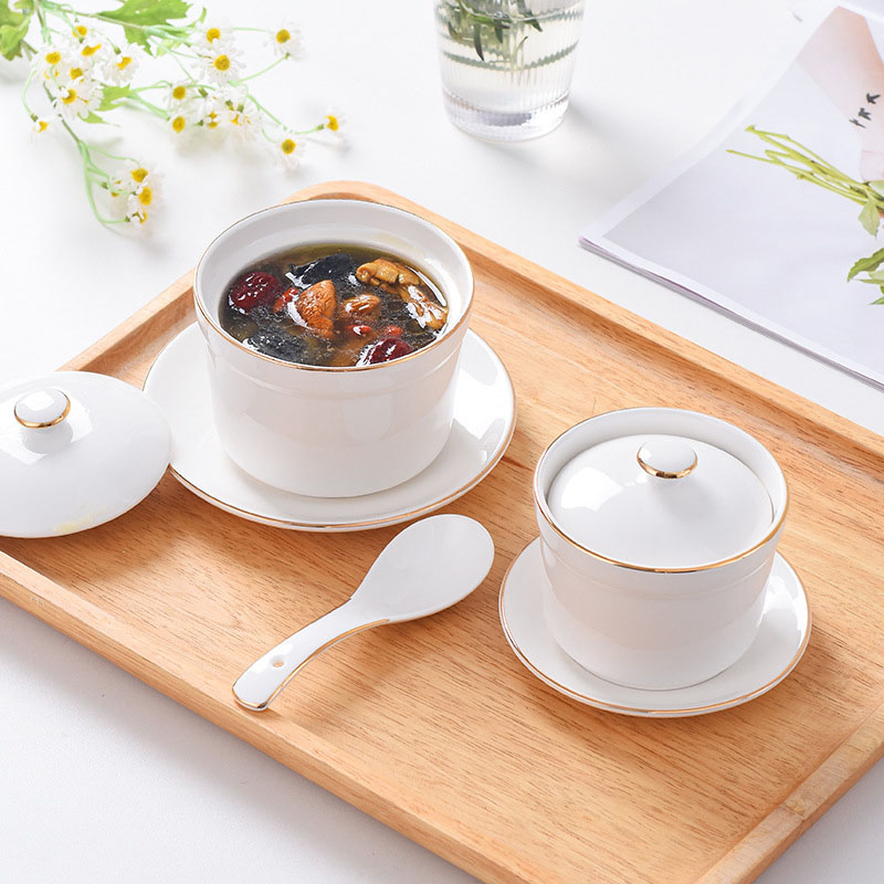 Ceramic Covered Waterproof Stew Pot Commercial Hotel Restaurant Dinnerware Set