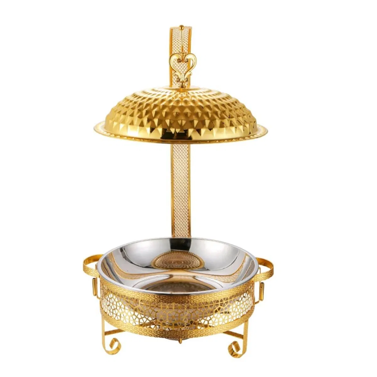 8L Big Size Stainless Steel Gold Hotel Restaurant Food Large Capacity Hot Pot Catering Buffet