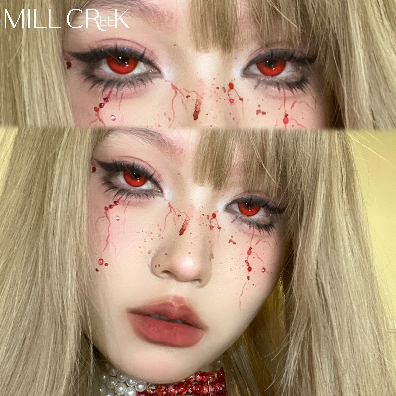 Millcreek Wholesale Cosplay 1 Year Red Sclera Eye Lens Cartoon Sharingan Contacts White Halloween Contact Lenses