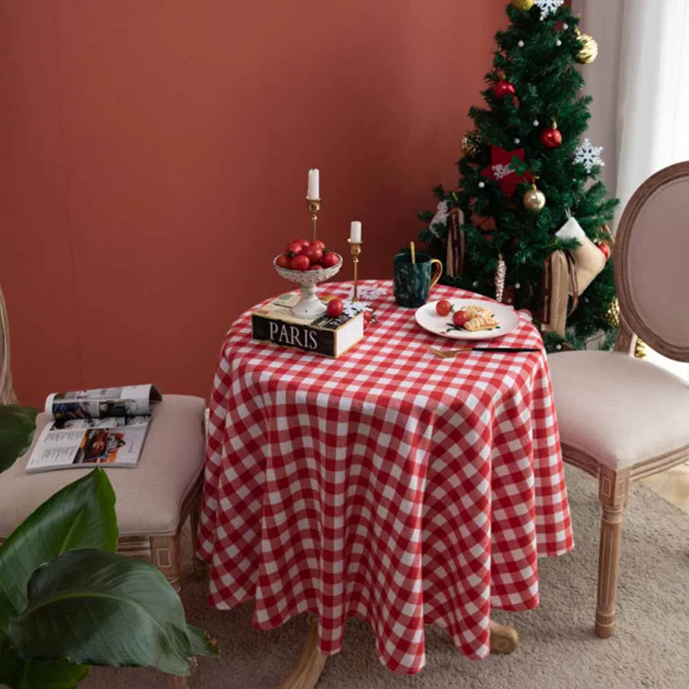 Christmas-Themed Checkered Tablecloth for Wholesale