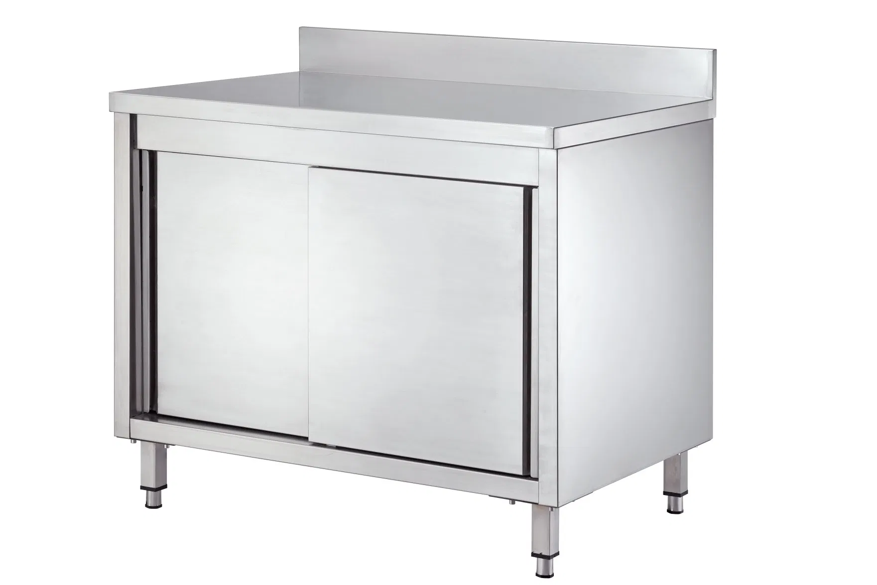 Stainless Steel Slinding Door Work Cabinet with Backsplash 700mm Width Lh1200X950