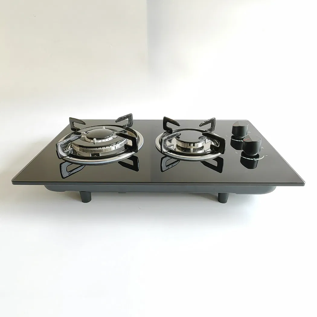 Factory Sale Black Temper Glass Gas Cooker 2 Burner Gas Hob Double Burner Built in Gas Stove