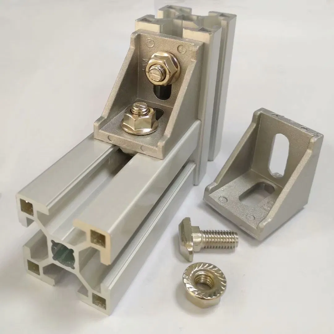 Zn-Alloy Corner Bracket with Cover Cap for Aluminum Profiles 20/30/40/45