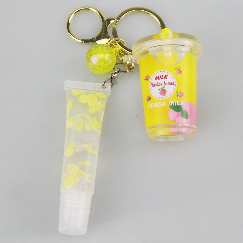 OEM Keychain Lip Gloss Moisturizing Fruit Lemon Clear 5g