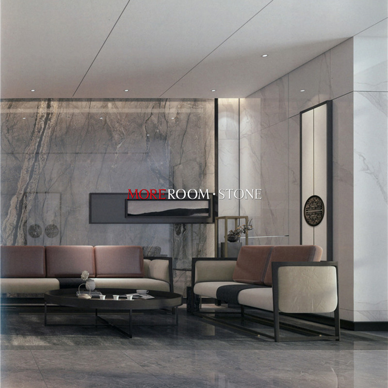 Interior Wall Decor Big Size Grey Marble Porcelain Slabs Modern
