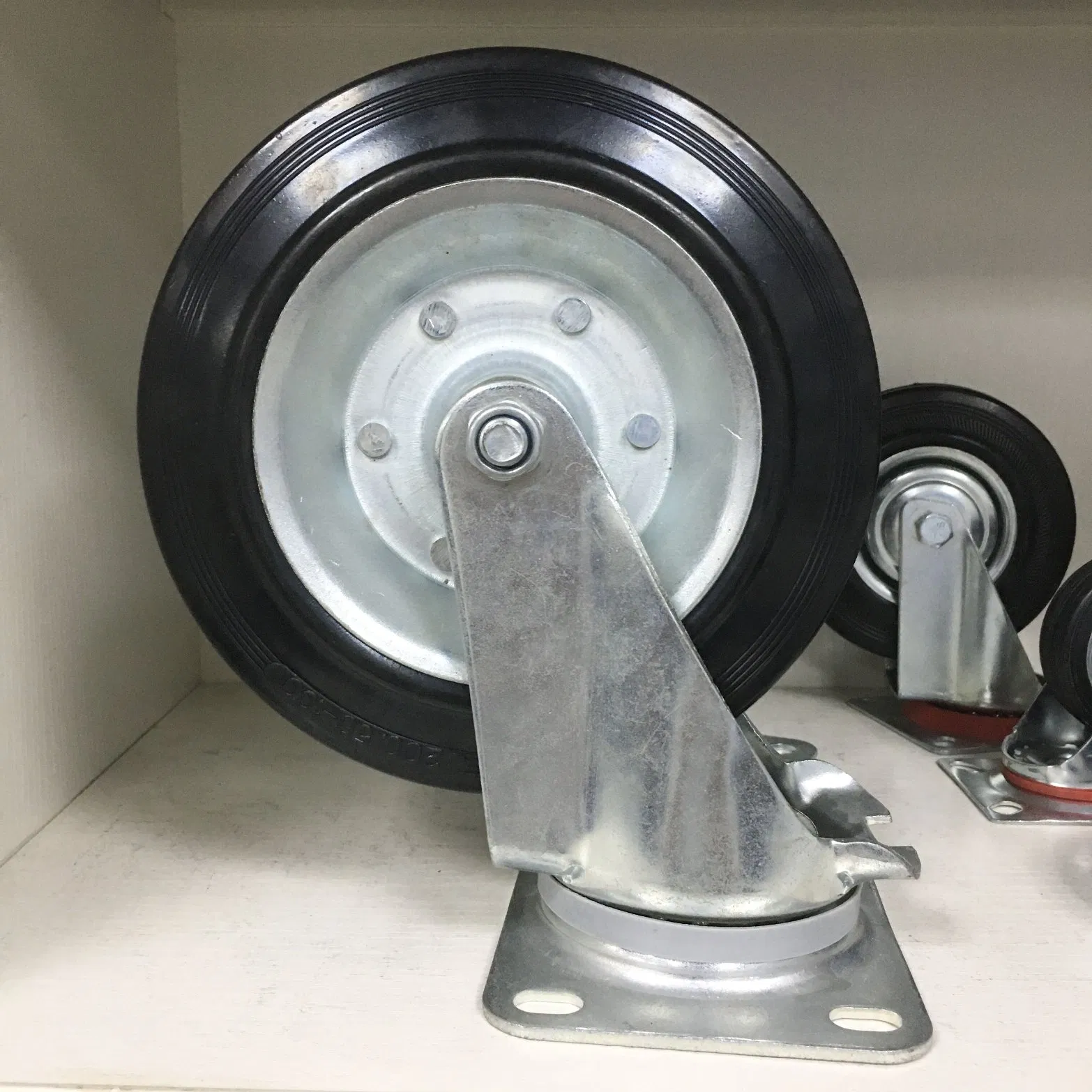 Wbd China Supplier Industrial Dustbin 6 8 Inch Waste Bin Rubber Swivel Caster Wheel