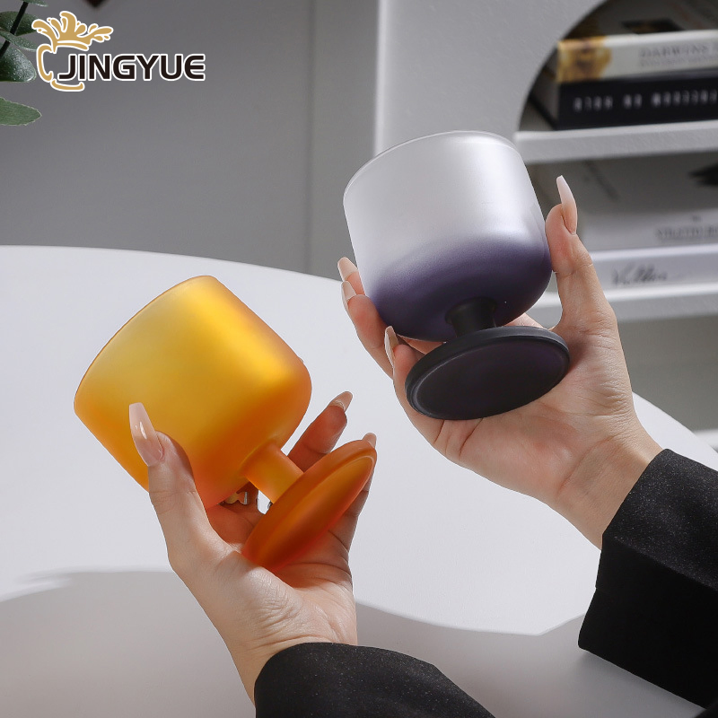 Vintage Cup Sunset Cup Household Orange Frosted Glass Goblet Candy Water Cup High Value Gift Pure Handmade Lead Free Crystal Cocktred Wine Glass Water Glass