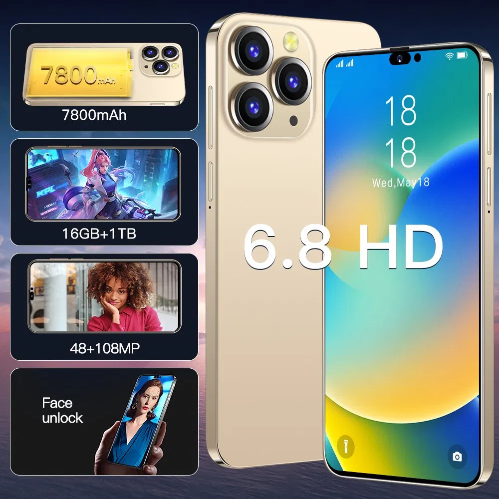 Wholesale Global Version Phone 14 PRO Max 4G/5g Mobile Phone 6.8 HD Inch 16GB+1tb Smartphone
