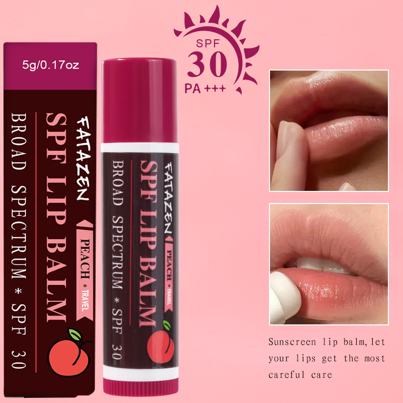 Fatazen Lip Products Natural and Organic Peach Lip Sunscreen Products Moisturizing Peach Sunscreen Lip Balm Stick