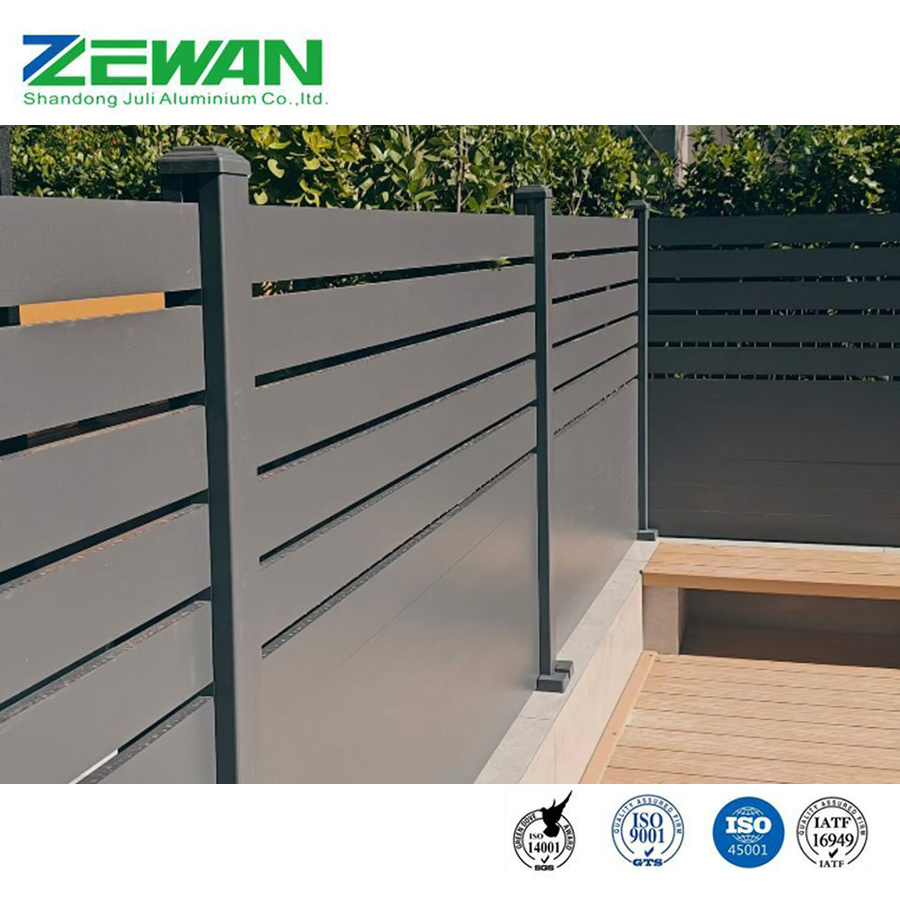 Garden Aluminum Square Tube Post Aluminium Fencing Panel /Metal Privacy Screens /Security / Safety Horizontal Slat / Wall / Temporary Fence for Villa Yard House