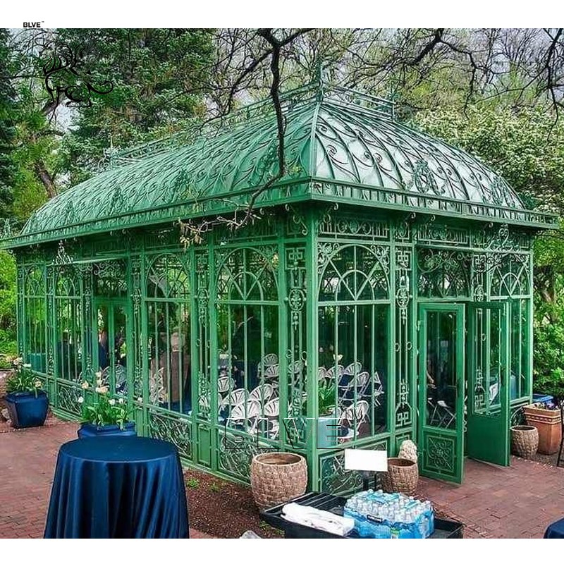 Custom 100m*20m*H8m Outdoor Large Metal Steel Vegetable Shed Flower Pergola Glass Greenhouse Wrought Iron Wedding Sunroom