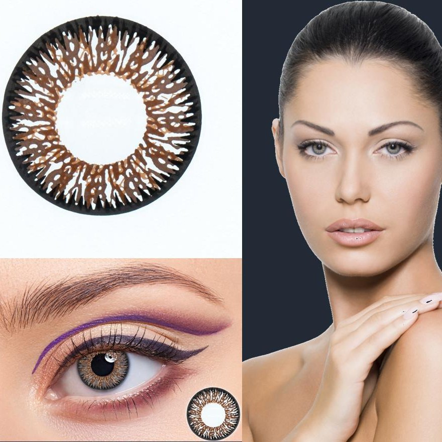 Color Contact Lenses for Eyes Top Brand Eye Contacts Yearly Use Beauty Pupils 1 Pair Brown and Gray Colored Contact Lenses