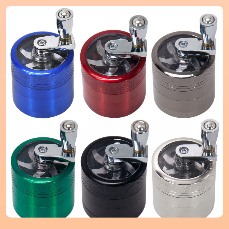 Hot Selling Window Style Top Selling Premium 4 Layers Hand Rolling Crank Tobacco Herb Grinder