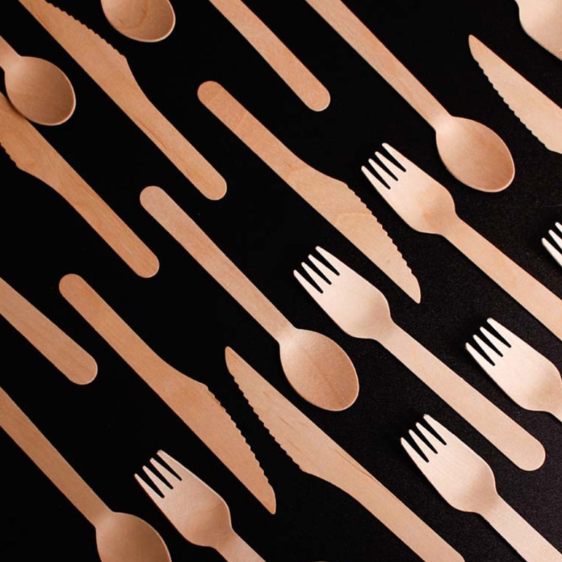 Eco-Friendly Biodegradable Forks Spoons Knife Disposable Cutlery Wooden