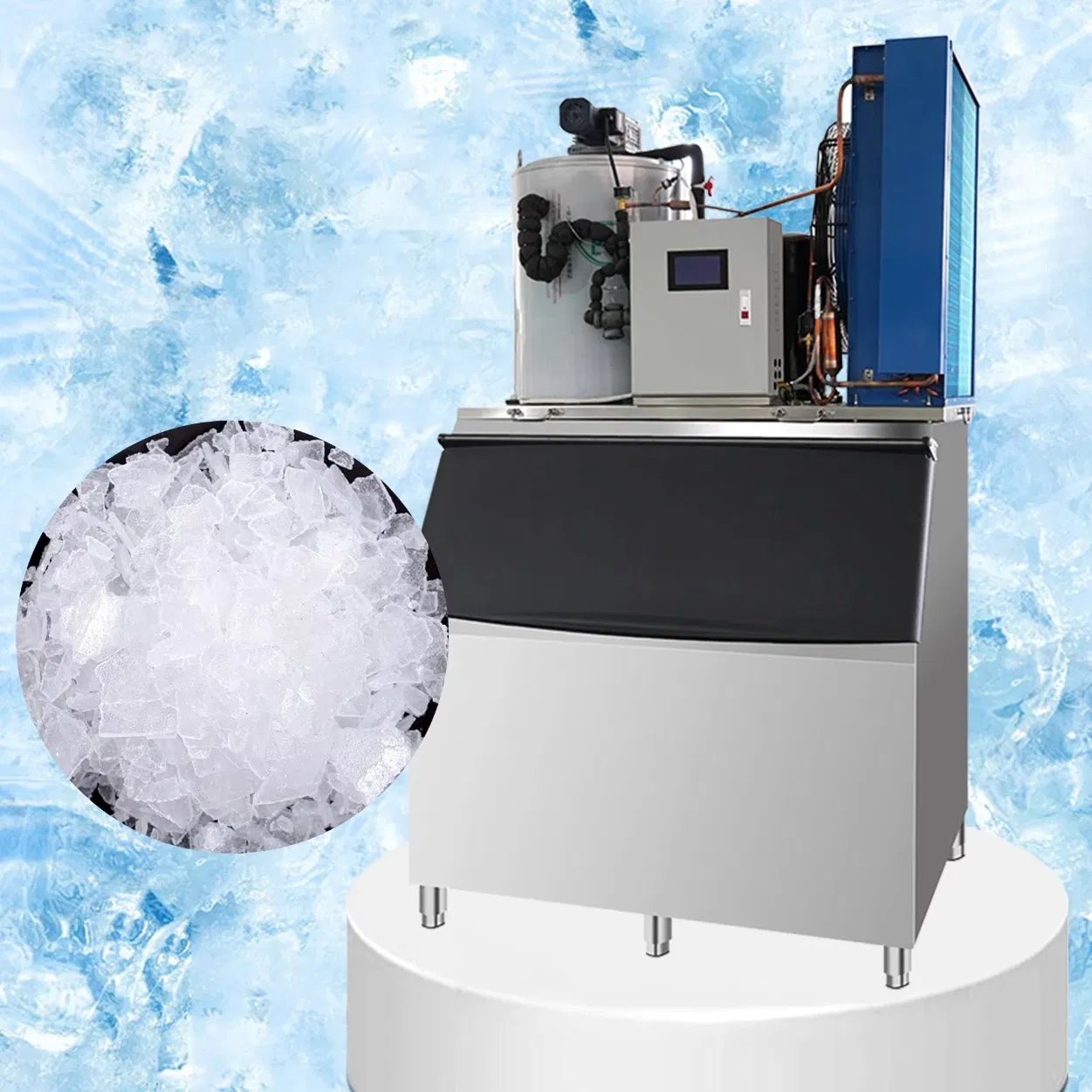 Large Capacity Commercial Automatic Flake Ice Machines for Fishery/Food Processing Plants