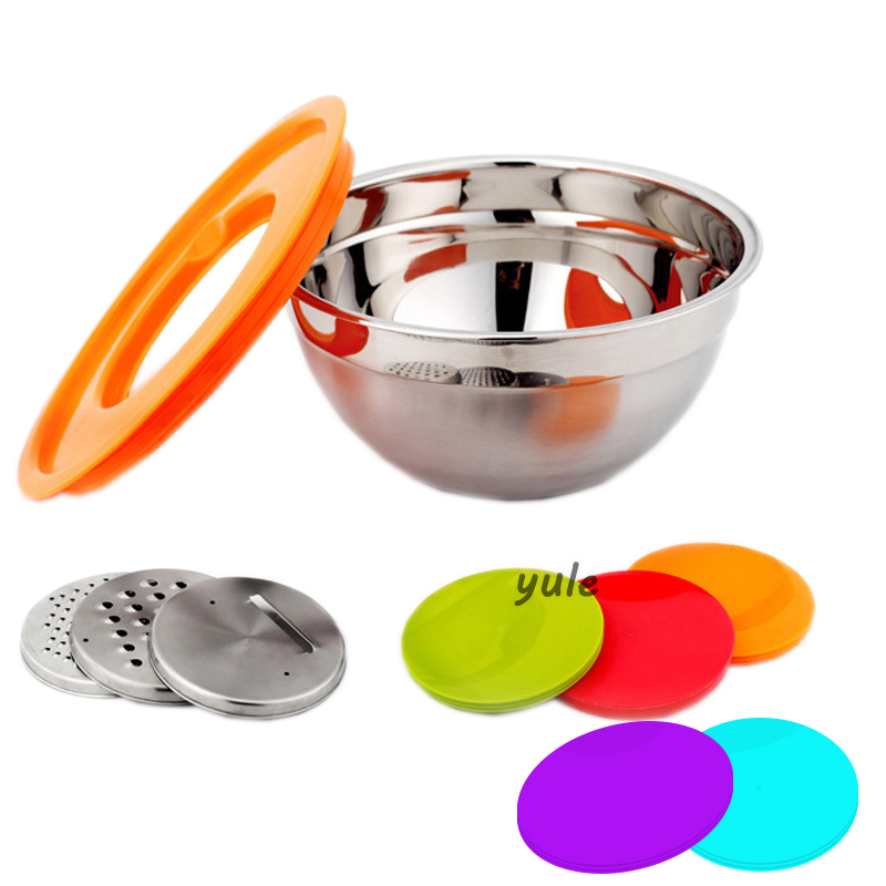Amazon Hot Sale Colorful Salad Bowl Stainless Steel Mixing Bowl