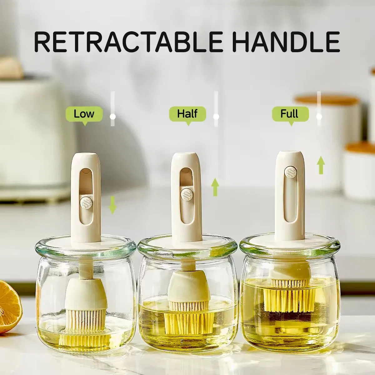 10 Oz 300 Ml Glass 2 in 1 Oil Sauce Dispenser Bottle for Kitchen Cooking Grilling with Adjustable Silicone Basting Oil Brush