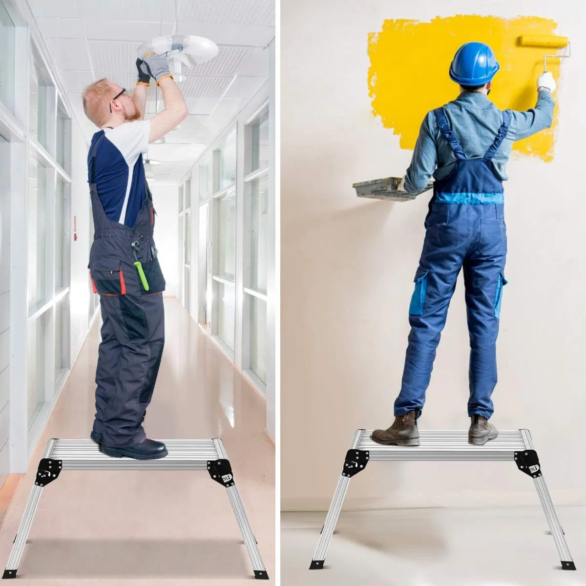 Foldable Bench Aluminum Step Stool Portable Work Bench Working Platform Ladder (26490201)