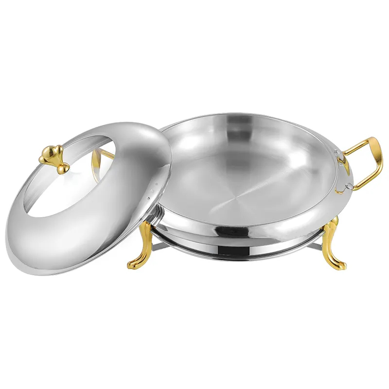 Restaurant Hotel, Food Warmer for Parties Weddings Golden Fast Food Chafing Dish with Lid