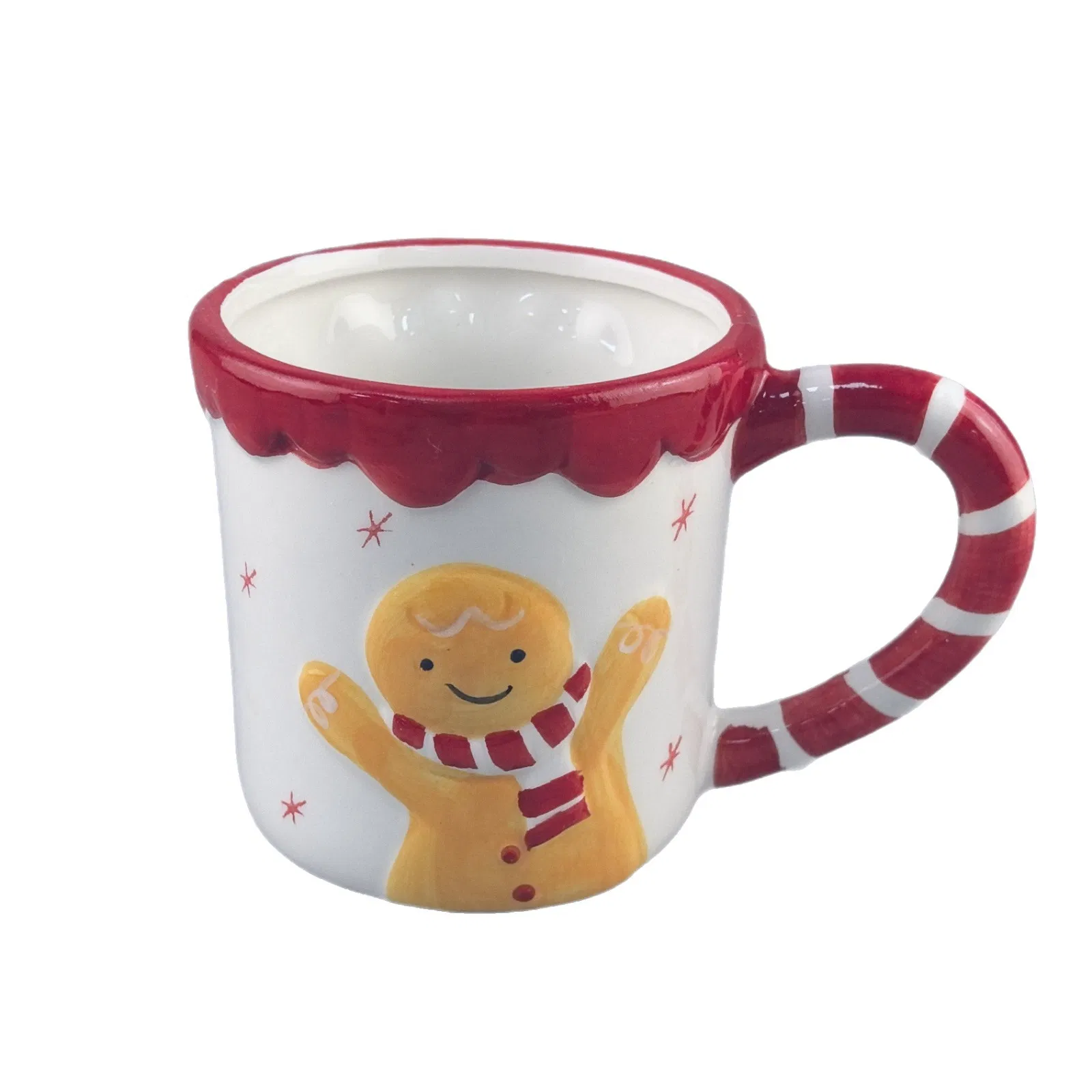 Festive Embossed Christmas Mug with Cute Gingerbread Design