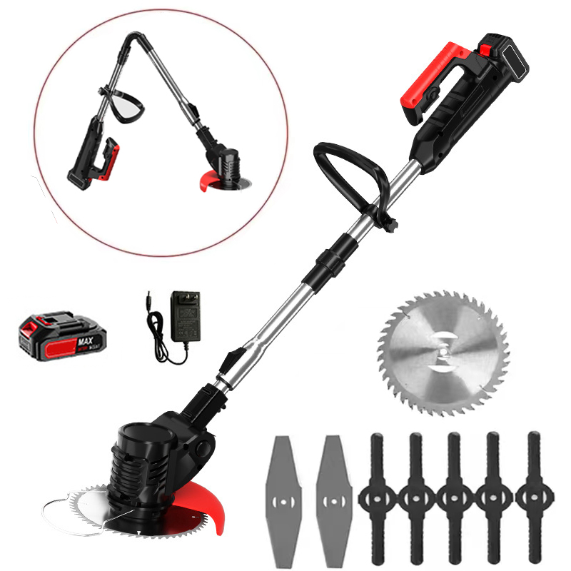 Electric Grass Cutter Lithium 21V Household Foldable Lawn Mower Portable Brush Trimmer Handheld Brush Cutter Lawn Mower
