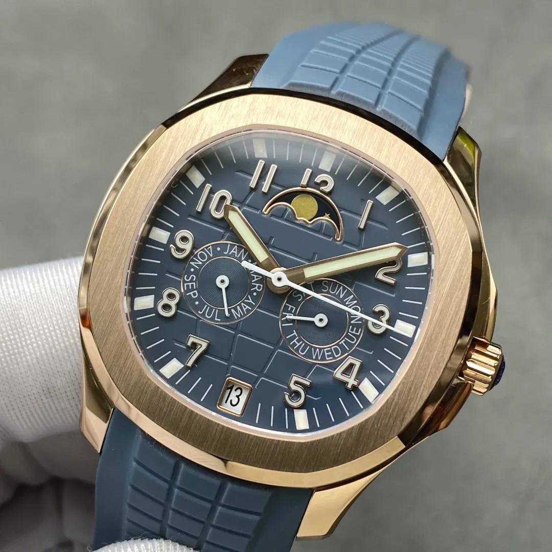 P P Style Blue Dial Model, Annual Calendar Function, Moonphase Display, Self-Winding Mechanical Luxury Watch